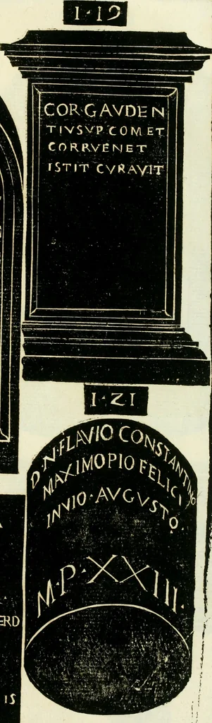 An illustration from Monvmenta antiqva vrbis et agri Brixiani, 1564, leaf 42