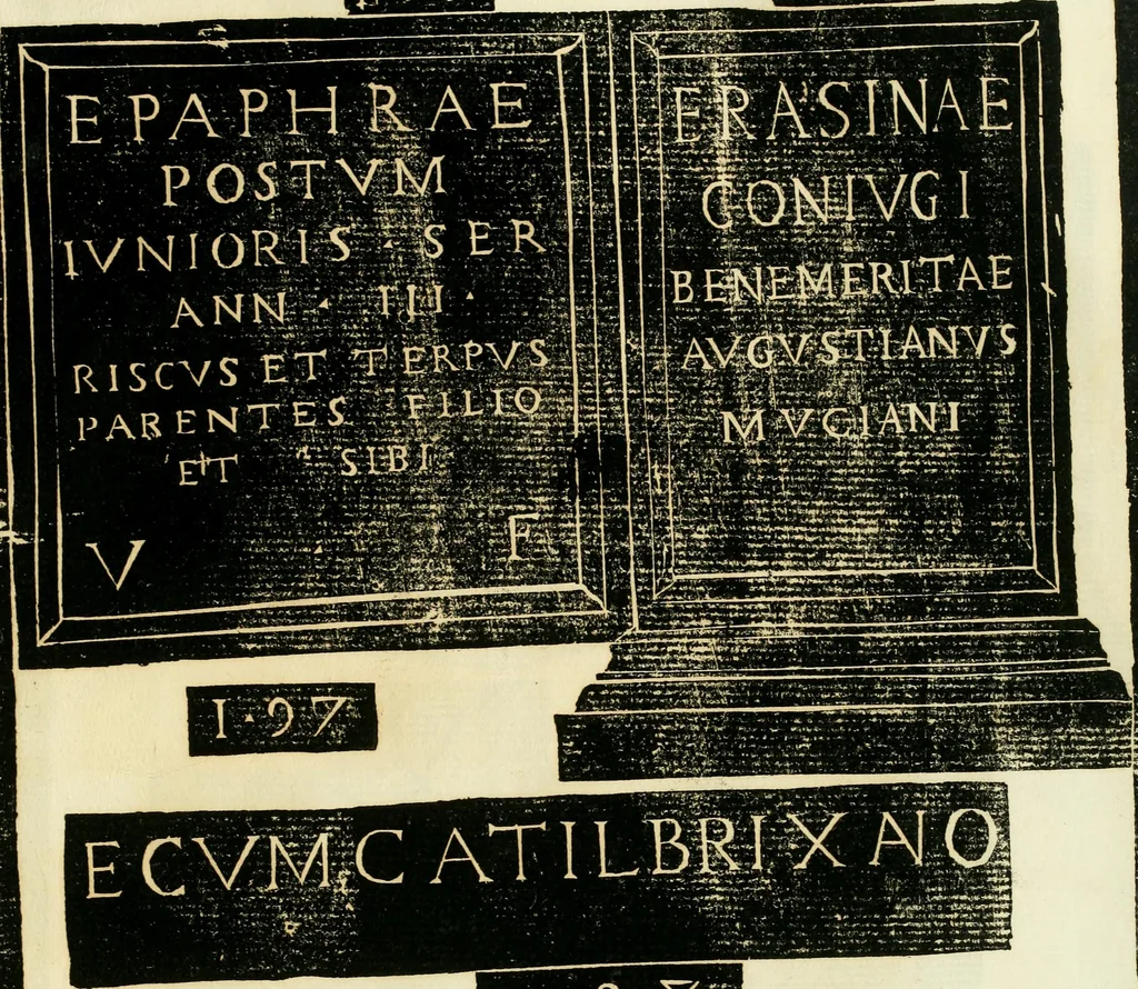 An illustration from Monvmenta antiqva vrbis et agri Brixiani, 1564, leaf 64