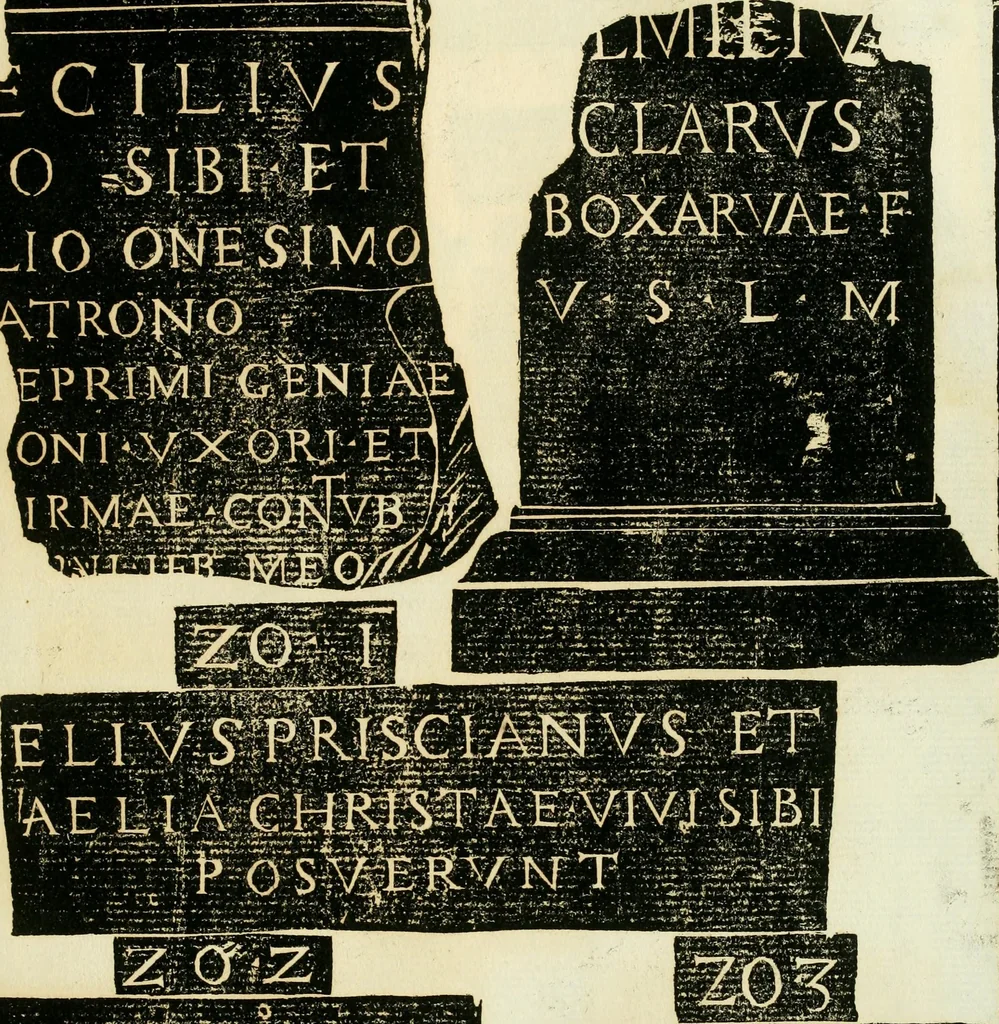 An illustration from Monvmenta antiqva vrbis et agri Brixiani, 1564, leaf 66