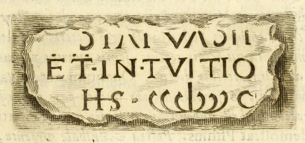 An illustration from Monvmenta patavina Sertorii Vrsati stvdio collecta, digesta, explicata, suisque iconibus expressa ., 1652, leaf 157