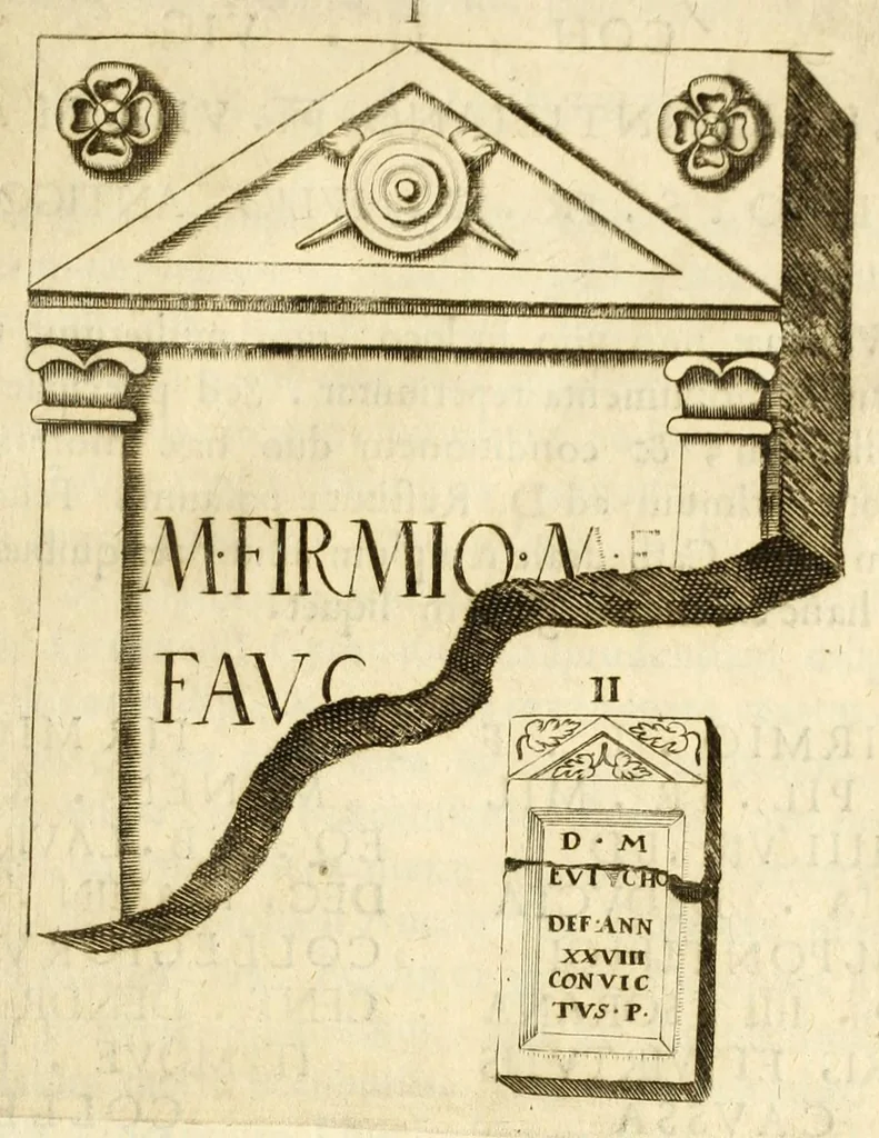 An illustration from Monvmenta patavina Sertorii Vrsati stvdio collecta, digesta, explicata, suisque iconibus expressa ., 1652, leaf 183