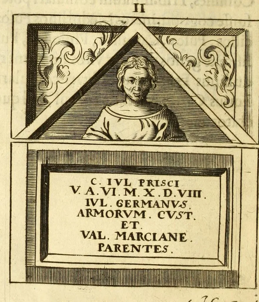 An illustration from Monvmenta patavina Sertorii Vrsati stvdio collecta, digesta, explicata, suisque iconibus expressa ., 1652, leaf 308