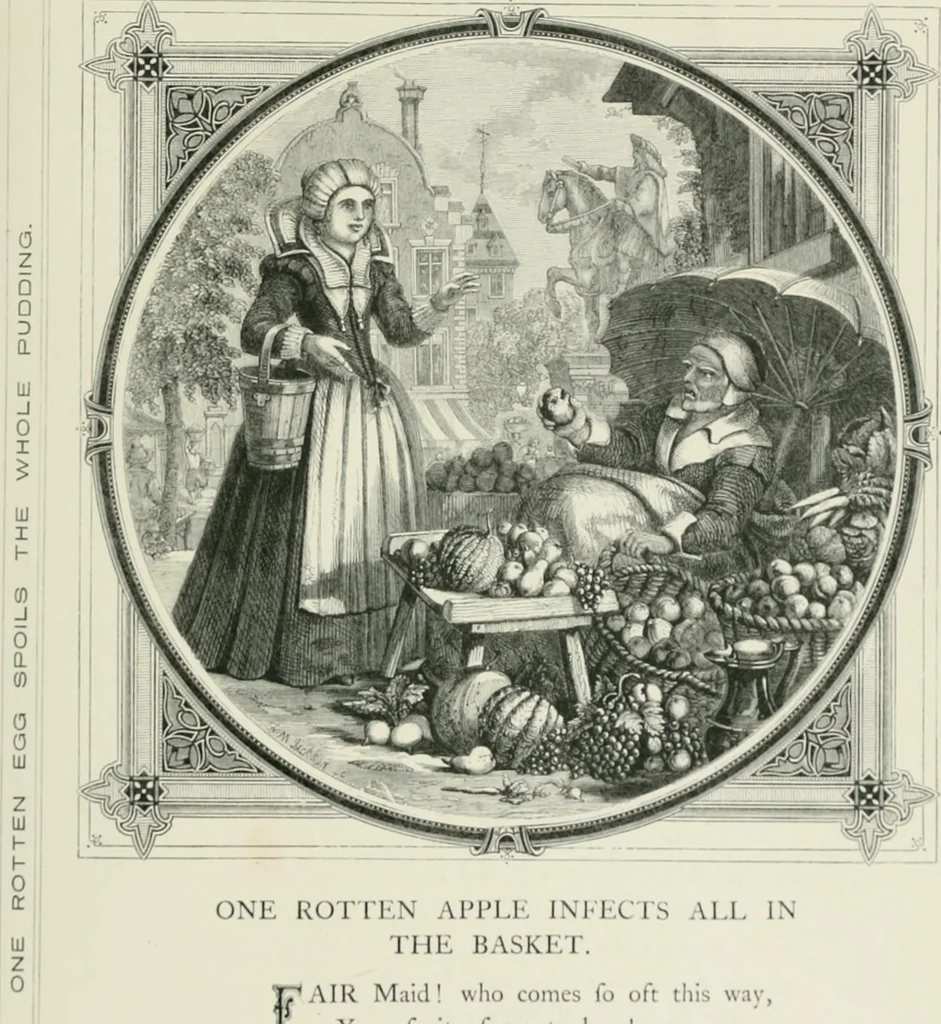 An illustration from Moral emblems : with aphorisms, adages, and proverbs, of all ages and nations, from Jacob Cats and Robert Farlie : with illustrations freely rendered, from designs found in their works, 1860, leaf 120