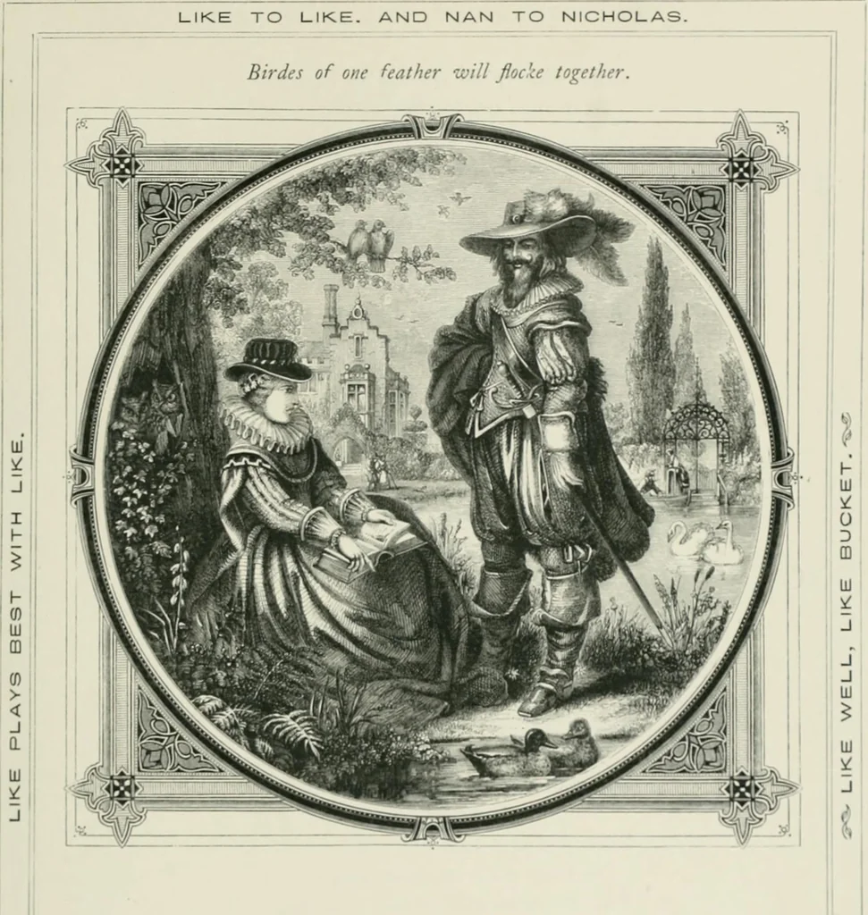 An illustration from Moral emblems : with aphorisms, adages, and proverbs, of all ages and nations, from Jacob Cats and Robert Farlie : with illustrations freely rendered, from designs found in their works, 1860, leaf 128