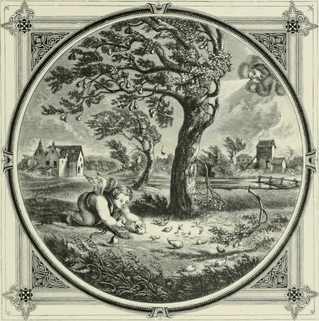 An illustration from Moral emblems : with aphorisms, adages, and proverbs, of all ages and nations, from Jacob Cats and Robert Farlie : with illustrations freely rendered, from designs found in their works, 1860, leaf 132