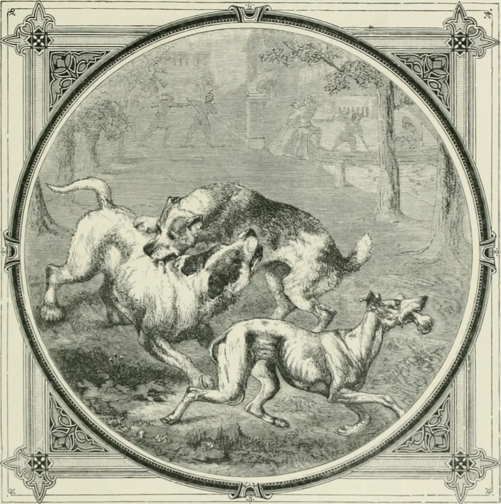 An illustration from Moral emblems : with aphorisms, adages, and proverbs, of all ages and nations, from Jacob Cats and Robert Farlie : with illustrations freely rendered, from designs found in their works, 1860, leaf 196