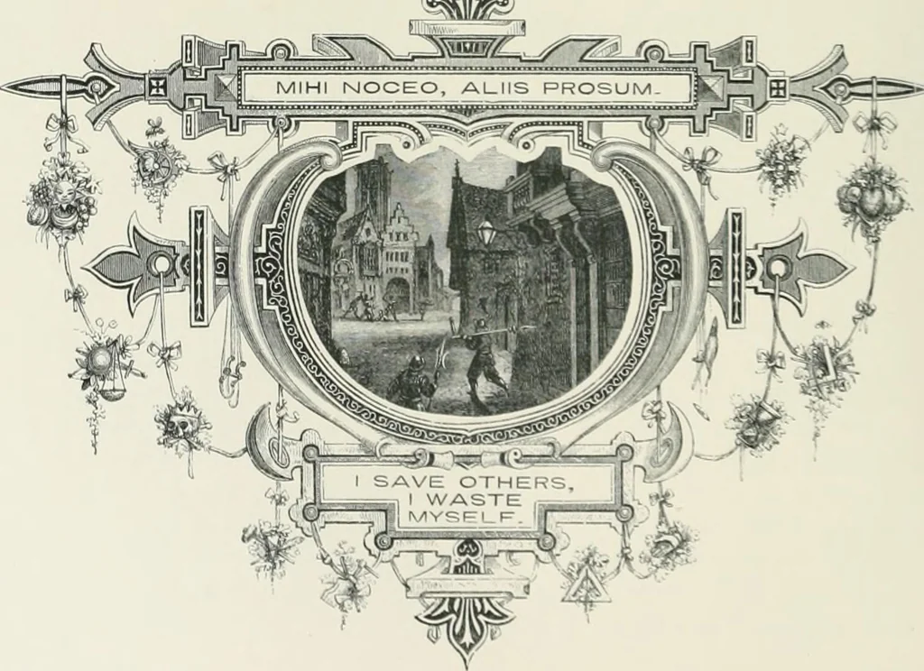 An illustration from Moral emblems : with aphorisms, adages, and proverbs, of all ages and nations, from Jacob Cats and Robert Farlie : with illustrations freely rendered, from designs found in their works, 1860, leaf 211