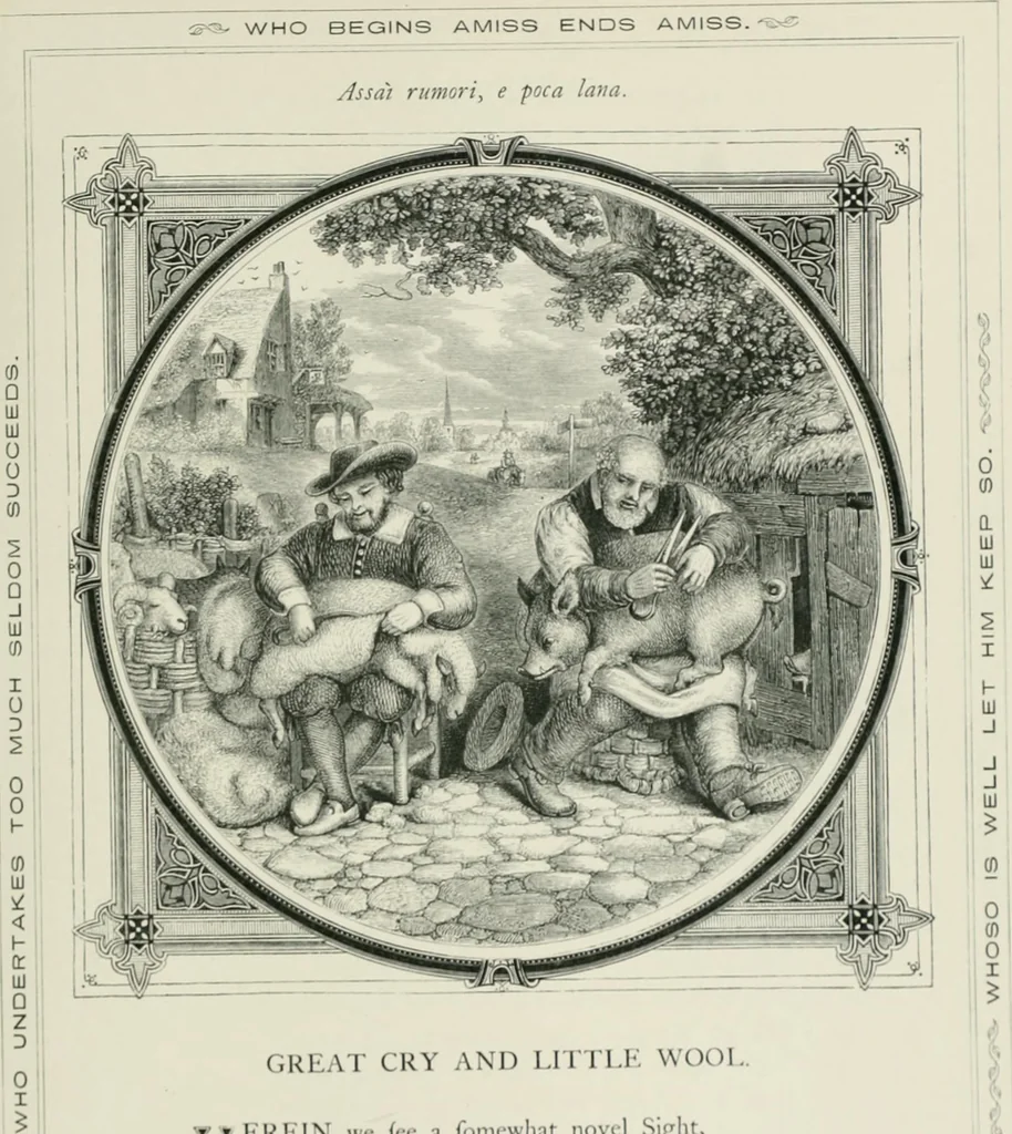 An illustration from Moral emblems : with aphorisms, adages, and proverbs, of all ages and nations, from Jacob Cats and Robert Farlie : with illustrations freely rendered, from designs found in their works, 1860, leaf 220