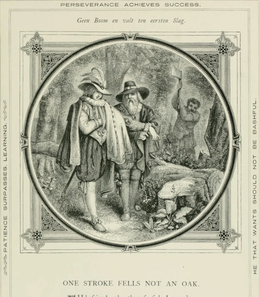 An illustration from Moral emblems : with aphorisms, adages, and proverbs, of all ages and nations, from Jacob Cats and Robert Farlie : with illustrations freely rendered, from designs found in their works, 1860, leaf 256
