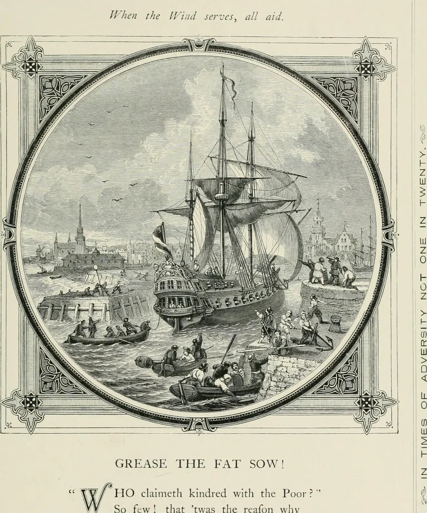 An illustration from Moral emblems : with aphorisms, adages, and proverbs, of all ages and nations, from Jacob Cats and Robert Farlie : with illustrations freely rendered, from designs found in their works, 1860, leaf 110