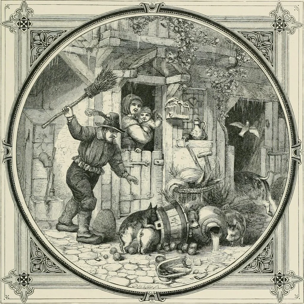 An illustration from Moral emblems : with aphorisms, adages, and proverbs, of all ages and nations, from Jacob Cats and Robert Farlie : with illustrations freely rendered, from designs found in their works, 1860, leaf 178