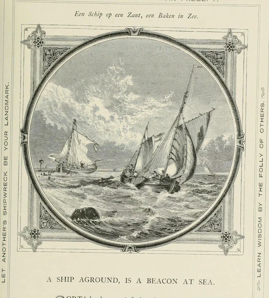 An illustration from Moral emblems : with aphorisms, adages, and proverbs, of all ages and nations, from Jacob Cats and Robert Farlie : with illustrations freely rendered, from designs found in their works, 1860, leaf 182