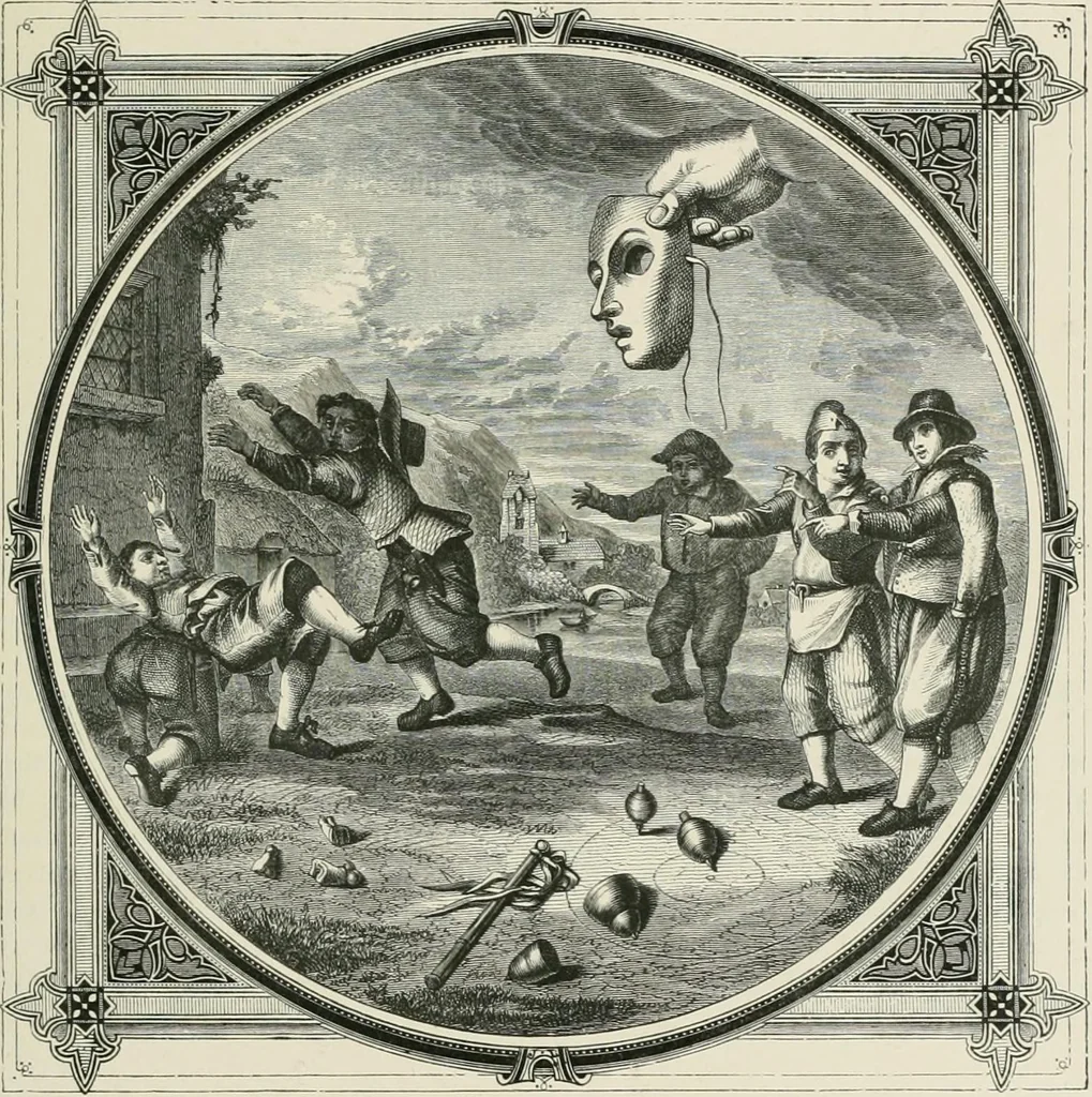 An illustration from Moral emblems : with aphorisms, adages, and proverbs, of all ages and nations, from Jacob Cats and Robert Farlie : with illustrations freely rendered, from designs found in their works, 1860, leaf 54