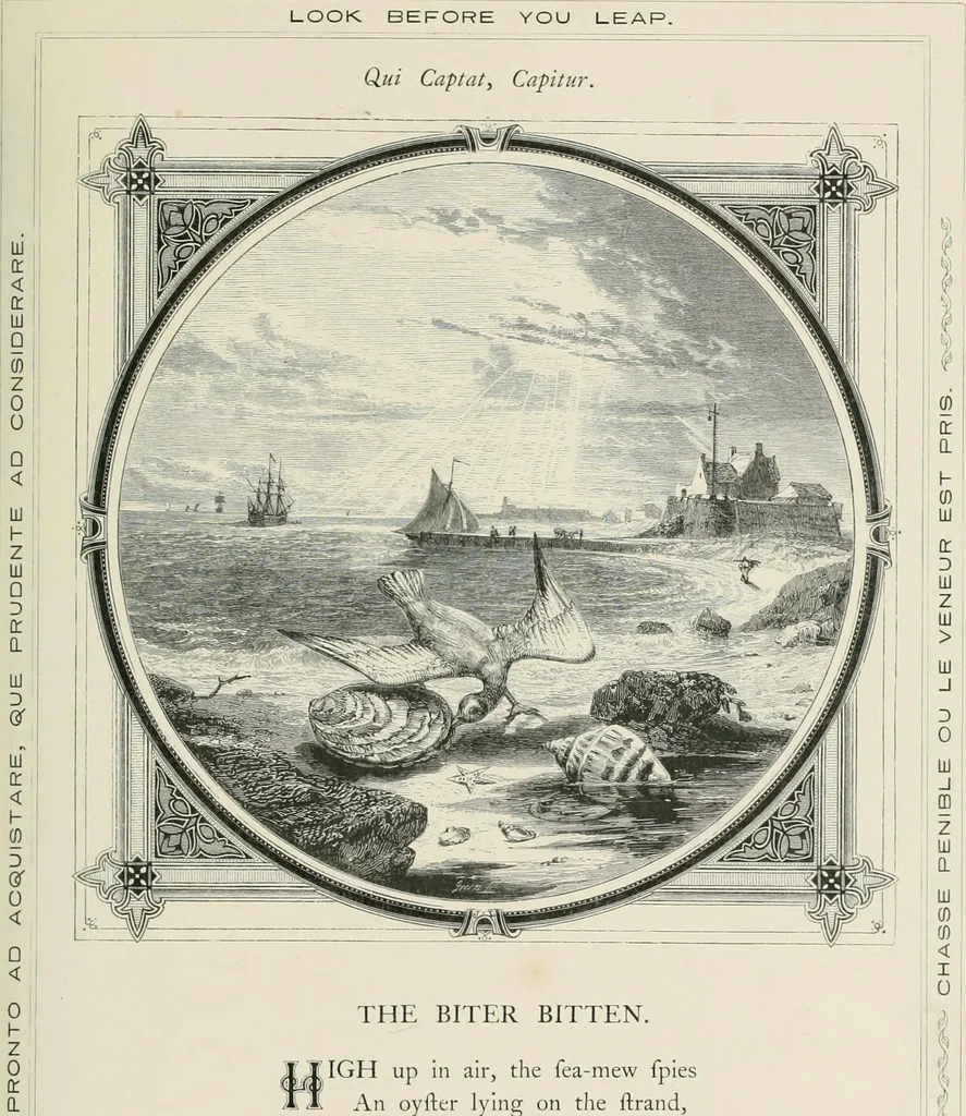 An illustration from Moral emblems : with aphorisms, adages, and proverbs, of all ages and nations, from Jacob Cats and Robert Farlie : with illustrations freely rendered, from designs found in their works, 1860, leaf 98