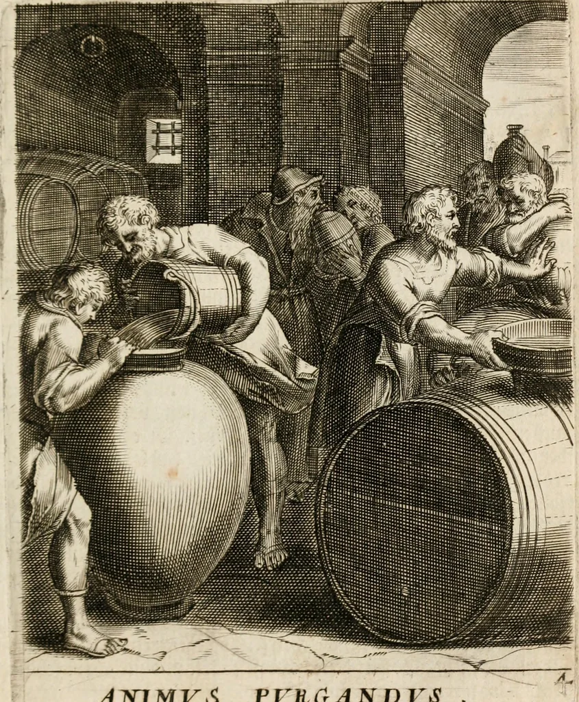 An illustration from Moralia Horatiana, das ist, Die Horatzische sitten-lehre : aus der ernst-sittigen geselschaft der alten weise-meister gezogen, und mit 113 [i.e. 103] in kupfer gestochenen sinn-bildern, und eben so viel erklärungen und andern anmärkungen vorgestellet, 1656, leaf 20