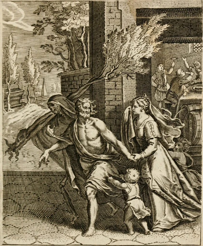 An illustration from Moralia Horatiana, das ist, Die Horatzische sitten-lehre : aus der ernst-sittigen geselschaft der alten weise-meister gezogen, und mit 113 [i.e. 103] in kupfer gestochenen sinn-bildern, und eben so viel erklärungen und andern anmärkungen vorgestellet, 1656, leaf 212