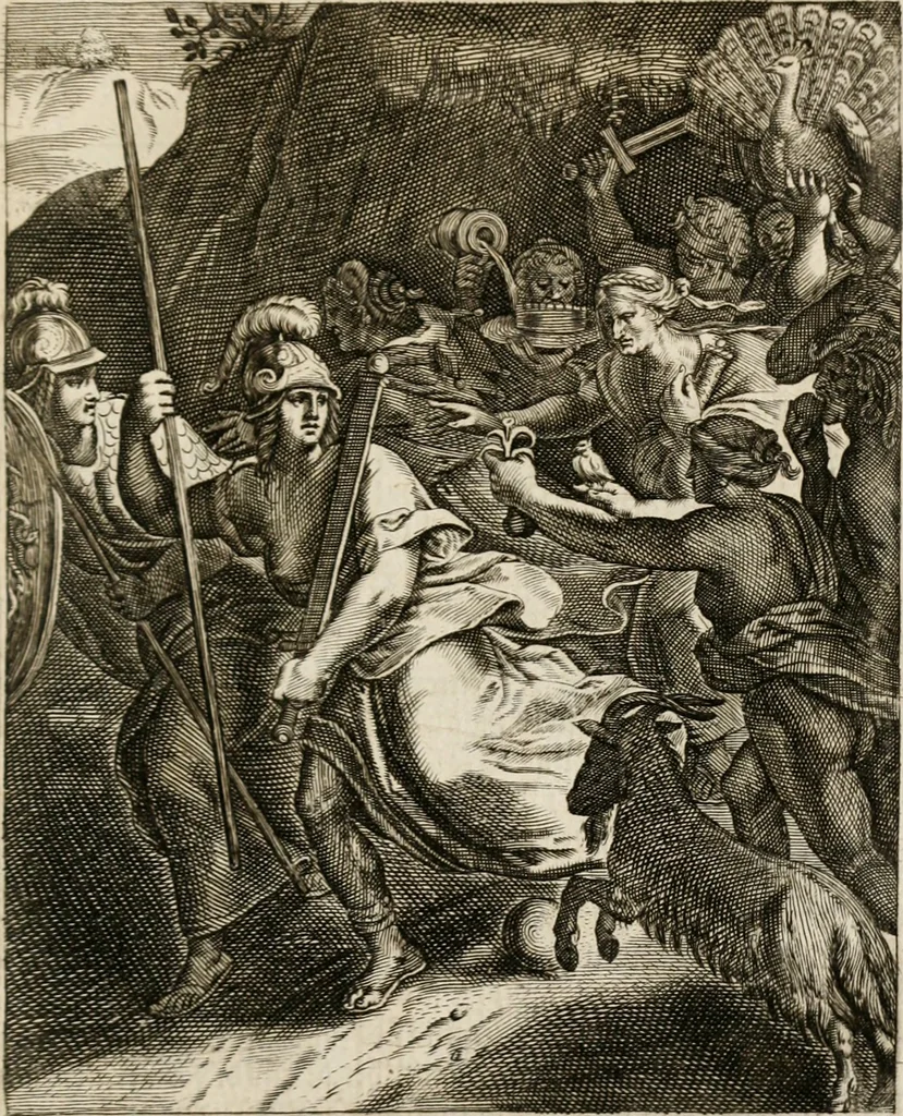 An illustration from Moralia Horatiana, das ist, Die Horatzische sitten-lehre : aus der ernst-sittigen geselschaft der alten weise-meister gezogen, und mit 113 [i.e. 103] in kupfer gestochenen sinn-bildern, und eben so viel erklärungen und andern anmärkungen vorgestellet, 1656, leaf 22
