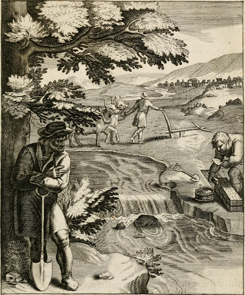 An illustration from Moralia Horatiana, das ist, Die Horatzische sitten-lehre : aus der ernst-sittigen geselschaft der alten weise-meister gezogen, und mit 113 [i.e. 103] in kupfer gestochenen sinn-bildern, und eben so viel erklärungen und andern anmärkungen vorgestellet, 1656, leaf 26