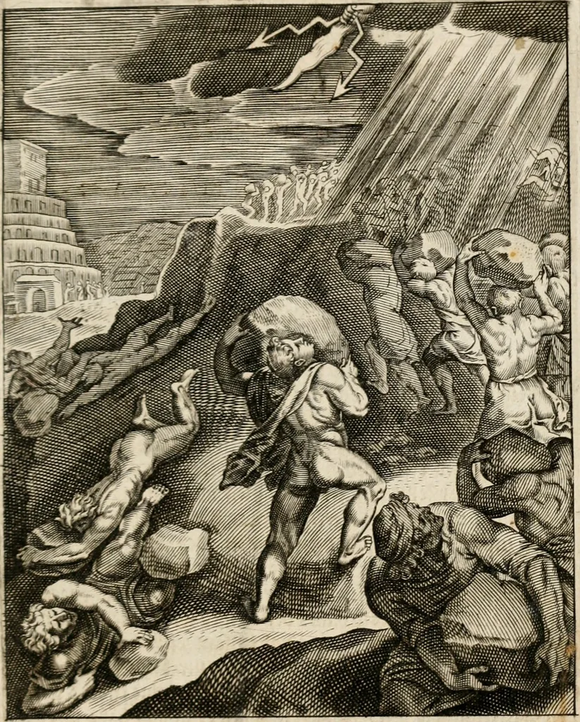 An illustration from Moralia Horatiana, das ist, Die Horatzische sitten-lehre : aus der ernst-sittigen geselschaft der alten weise-meister gezogen, und mit 113 [i.e. 103] in kupfer gestochenen sinn-bildern, und eben so viel erklärungen und andern anmärkungen vorgestellet, 1656, leaf 48