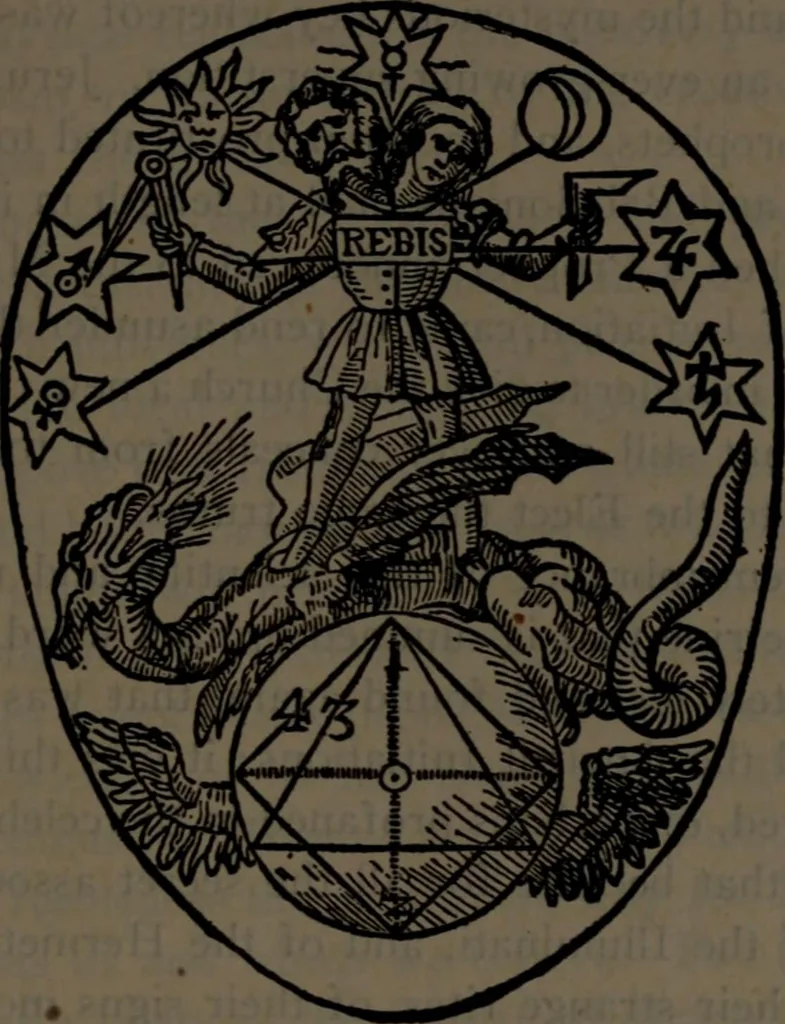 An illustration from Morals and dogma of the ancient and accepted Scottish Rite of freemasonry, 1906, leaf 860