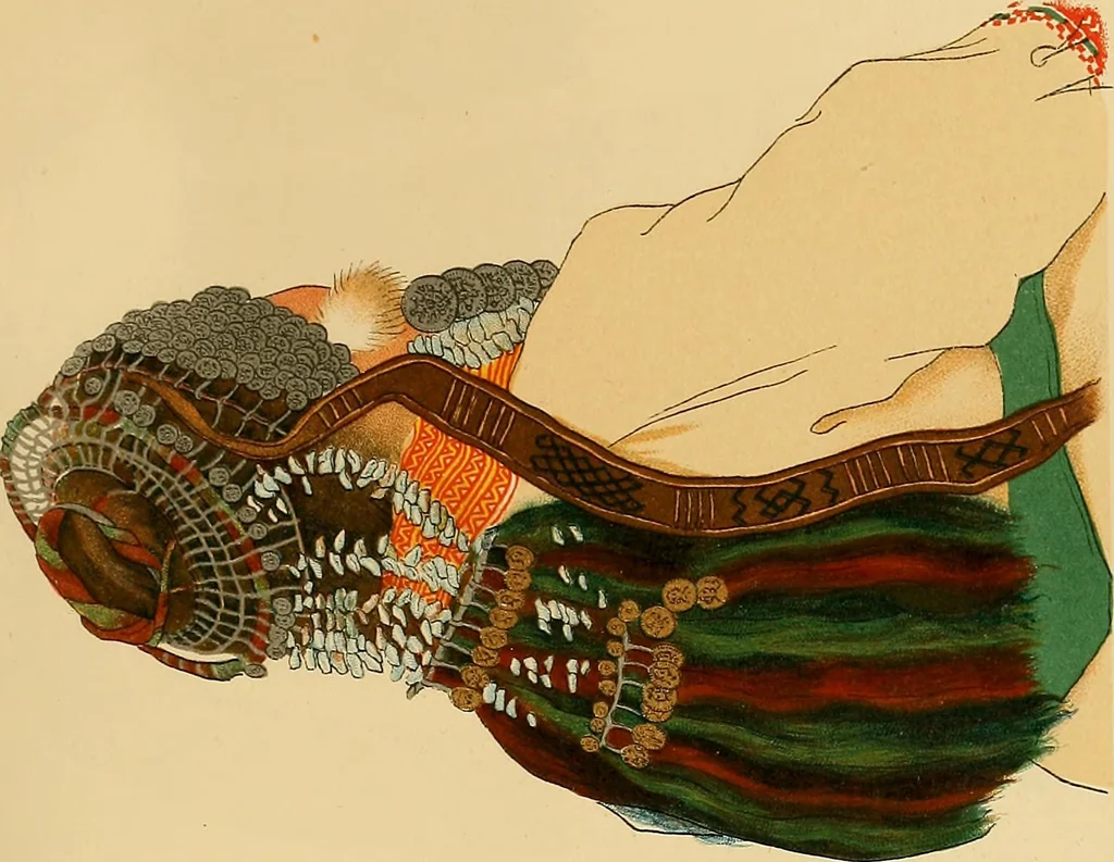 An illustration from Mordvalaisten pukuja kuoseja. Trachten und Muster der Mordvinen, 1896, leaf 232