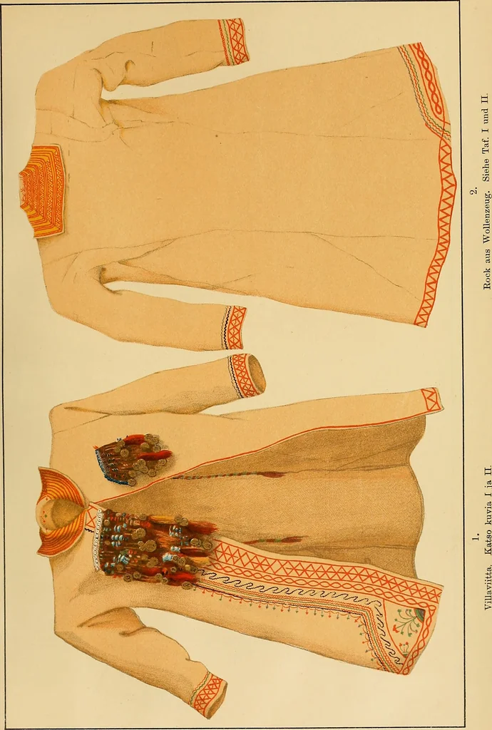 An illustration from Mordvalaisten pukuja kuoseja. Trachten und Muster der Mordvinen, 1896, leaf 234