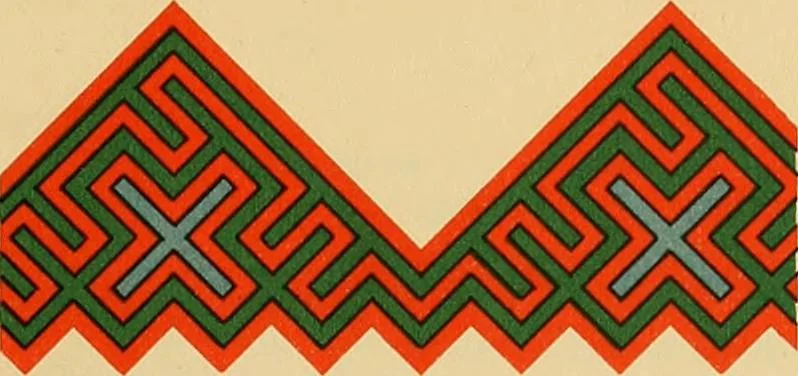 An illustration from Mordvalaisten pukuja kuoseja. Trachten und Muster der Mordvinen, 1896, leaf 244