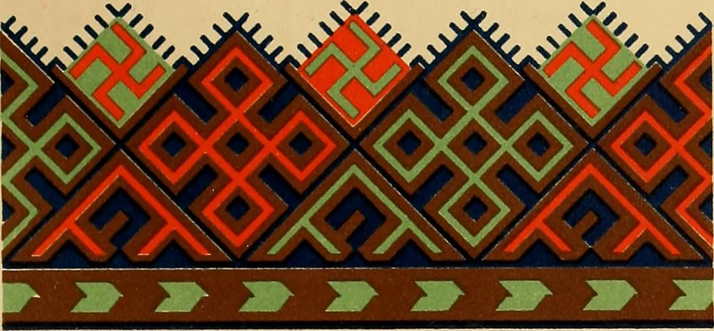 An illustration from Mordvalaisten pukuja kuoseja. Trachten und Muster der Mordvinen, 1896, leaf 252