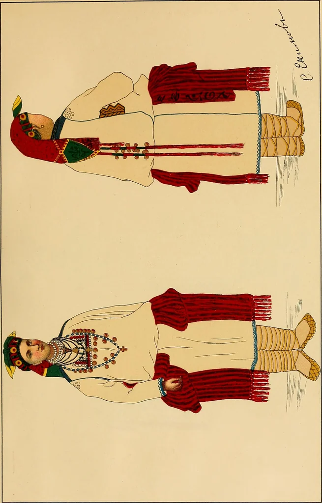 An illustration from Mordvalaisten pukuja kuoseja. Trachten und Muster der Mordvinen, 1896, leaf 262