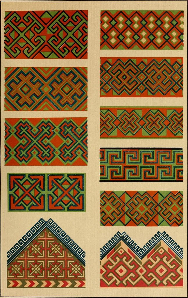 An illustration from Mordvalaisten pukuja kuoseja. Trachten und Muster der Mordvinen, 1896, leaf 280