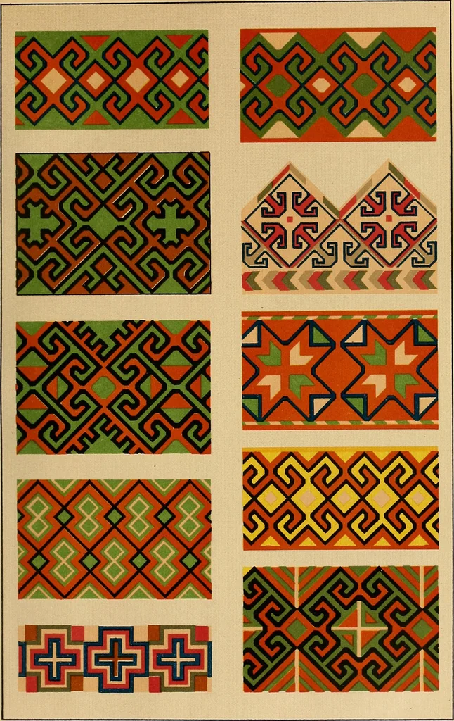 An illustration from Mordvalaisten pukuja kuoseja. Trachten und Muster der Mordvinen, 1896, leaf 282