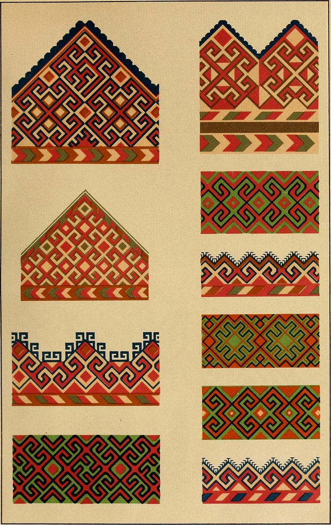 An illustration from Mordvalaisten pukuja kuoseja. Trachten und Muster der Mordvinen, 1896, leaf 284