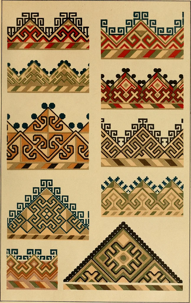 An illustration from Mordvalaisten pukuja kuoseja. Trachten und Muster der Mordvinen, 1896, leaf 288