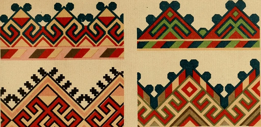 An illustration from Mordvalaisten pukuja kuoseja. Trachten und Muster der Mordvinen, 1896, leaf 290