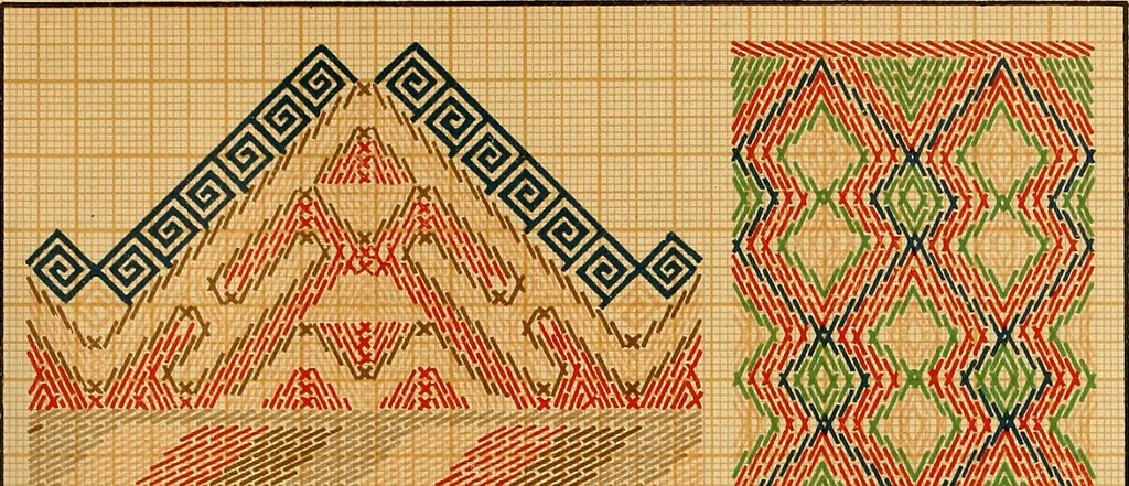 An illustration from Mordvalaisten pukuja kuoseja. Trachten und Muster der Mordvinen, 1896, leaf 298