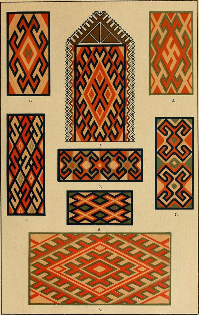 An illustration from Mordvalaisten pukuja kuoseja. Trachten und Muster der Mordvinen, 1896, leaf 320