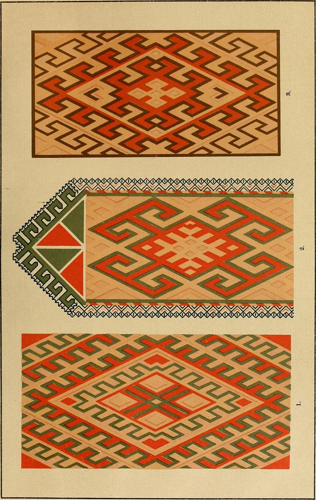 An illustration from Mordvalaisten pukuja kuoseja. Trachten und Muster der Mordvinen, 1896, leaf 322