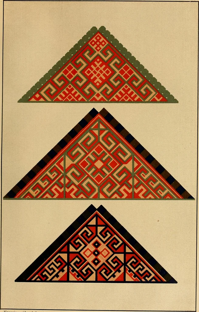 An illustration from Mordvalaisten pukuja kuoseja. Trachten und Muster der Mordvinen, 1896, leaf 324