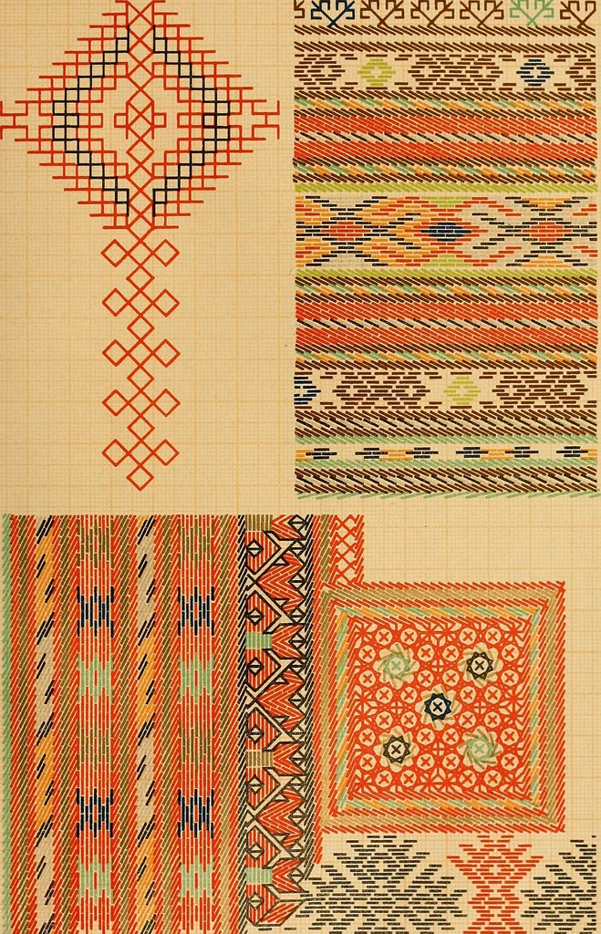 An illustration from Mordvalaisten pukuja kuoseja. Trachten und Muster der Mordvinen, 1896, leaf 380