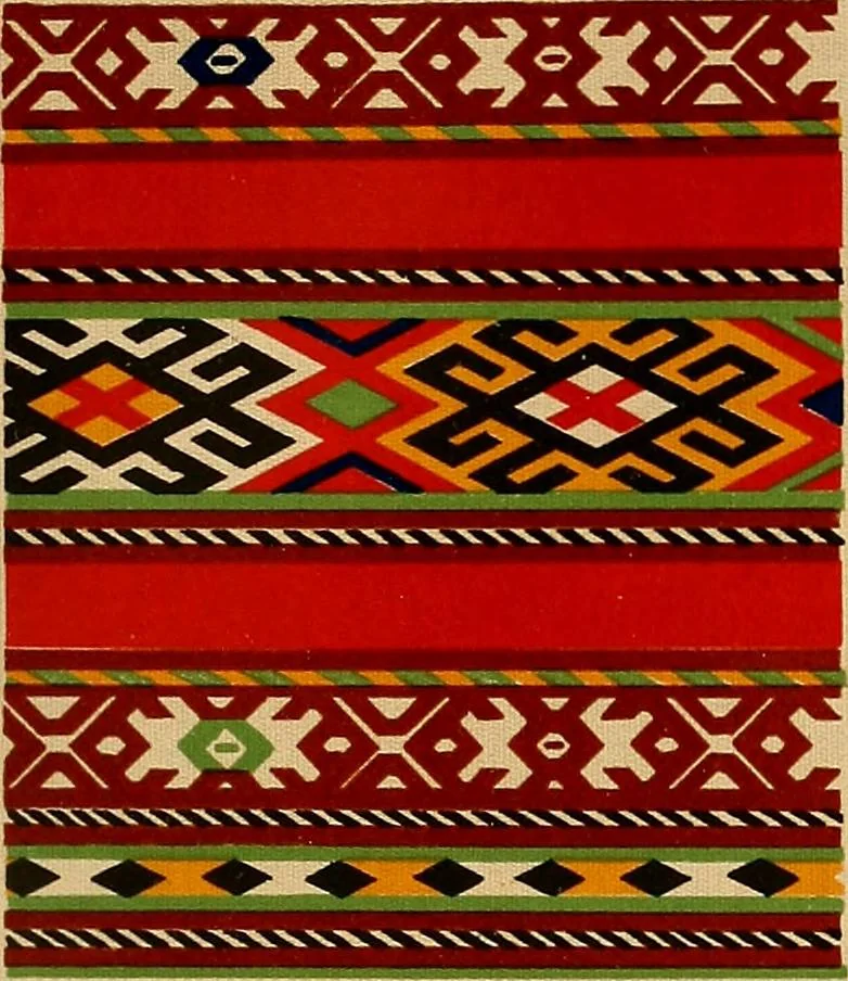 An illustration from Mordvalaisten pukuja kuoseja. Trachten und Muster der Mordvinen, 1896, leaf 384