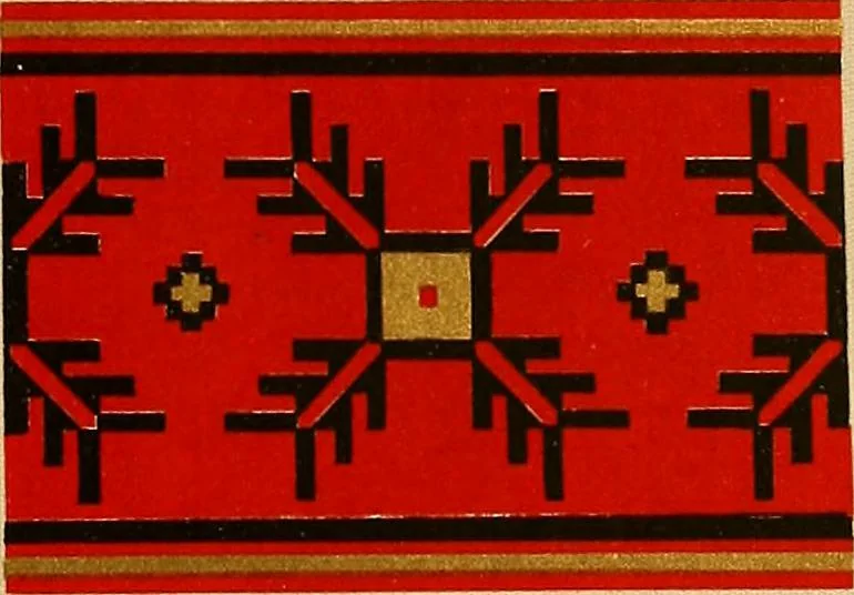 An illustration from Mordvalaisten pukuja kuoseja. Trachten und Muster der Mordvinen, 1896, leaf 384
