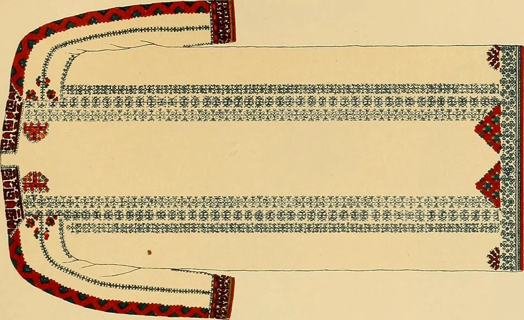 An illustration from Mordvalaisten pukuja kuoseja. Trachten und Muster der Mordvinen, 1896, leaf 406