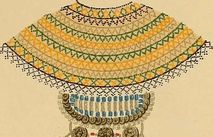 An illustration from Mordvalaisten pukuja kuoseja. Trachten und Muster der Mordvinen, 1896, leaf 408