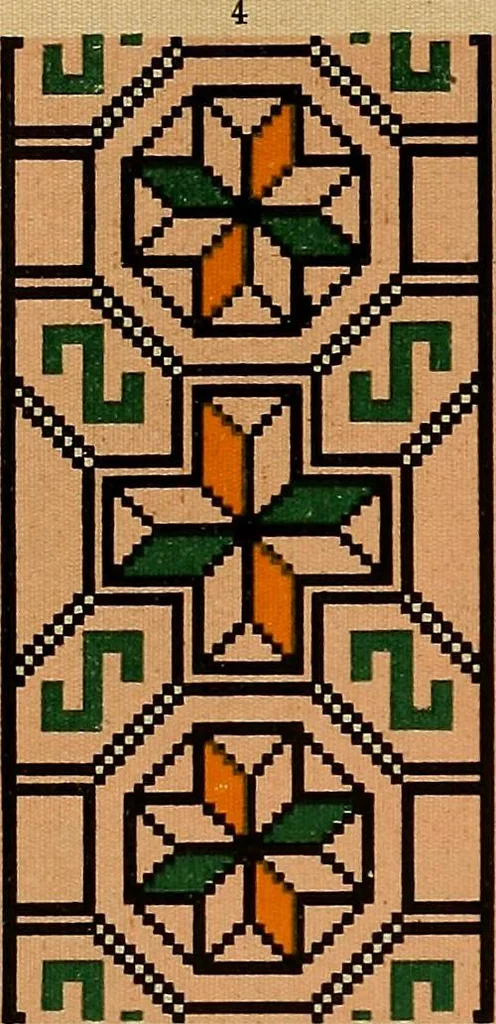 An illustration from Mordvalaisten pukuja kuoseja. Trachten und Muster der Mordvinen, 1896, leaf 418