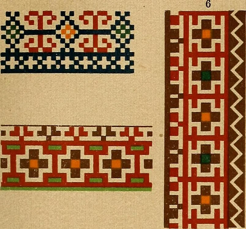 An illustration from Mordvalaisten pukuja kuoseja. Trachten und Muster der Mordvinen, 1896, leaf 420
