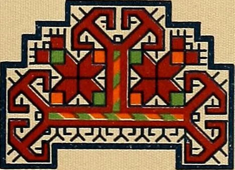 An illustration from Mordvalaisten pukuja kuoseja. Trachten und Muster der Mordvinen, 1896, leaf 424