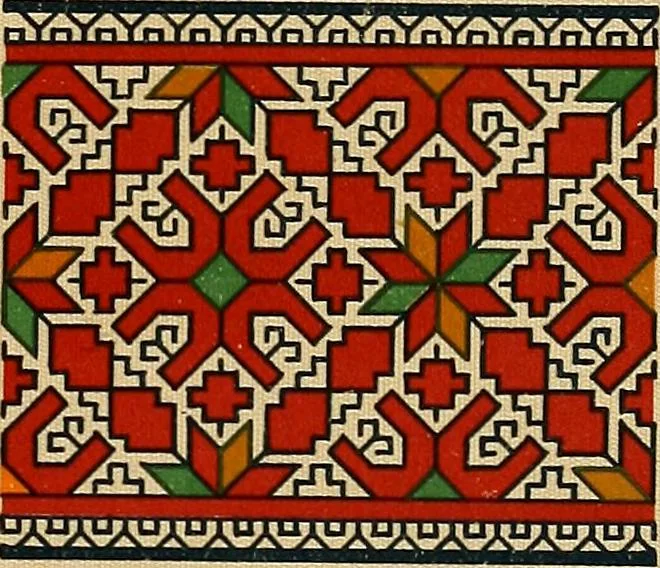 An illustration from Mordvalaisten pukuja kuoseja. Trachten und Muster der Mordvinen, 1896, leaf 426
