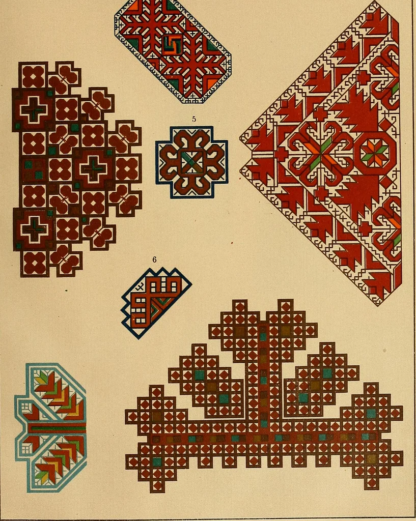 An illustration from Mordvalaisten pukuja kuoseja. Trachten und Muster der Mordvinen, 1896, leaf 428