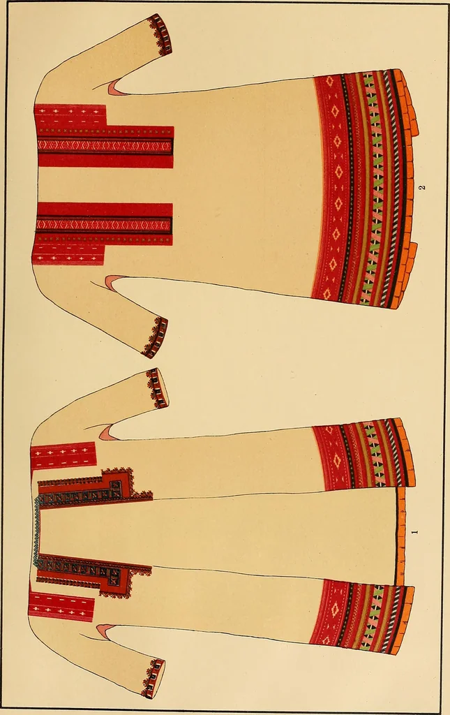An illustration from Mordvalaisten pukuja kuoseja. Trachten und Muster der Mordvinen, 1896, leaf 464
