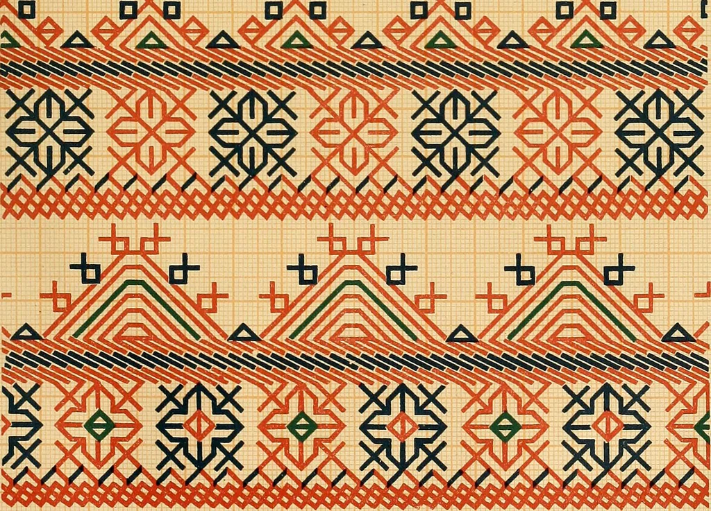 An illustration from Mordvalaisten pukuja kuoseja. Trachten und Muster der Mordvinen, 1896, leaf 486